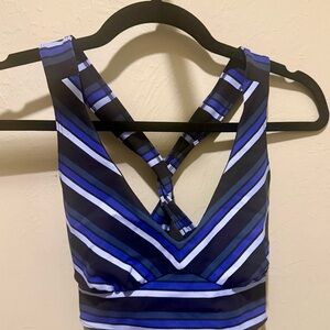 FP Movement by Free People Black and Royal Blue Striped Brami